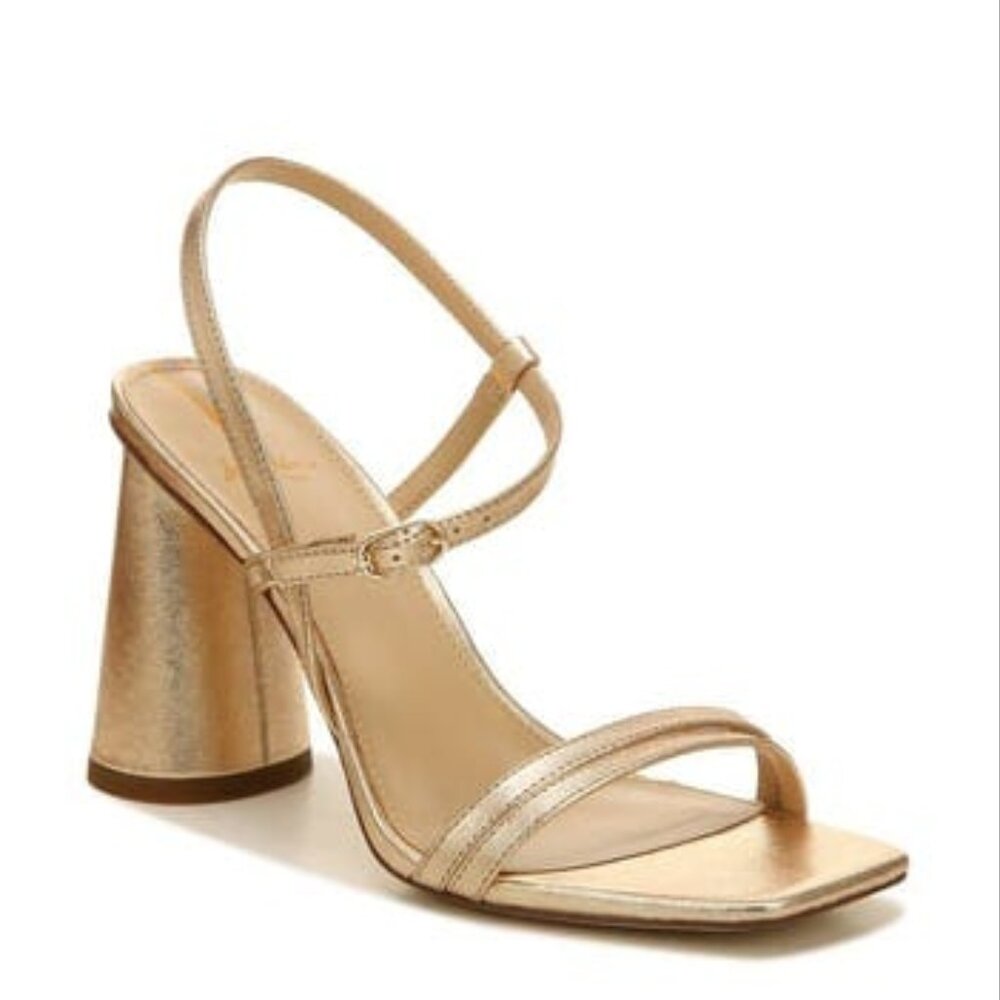 Sam Edelman Block Heel Sandal, 9.5, Gold Leaf Leather